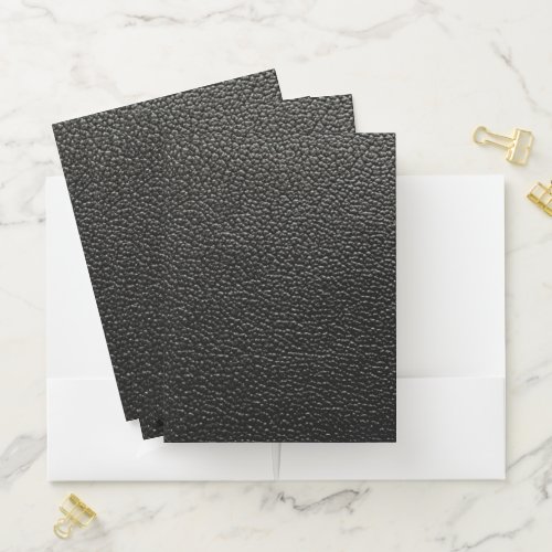 Black leather pocket folder