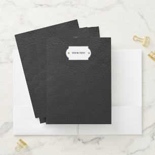 Black leather pocket folder