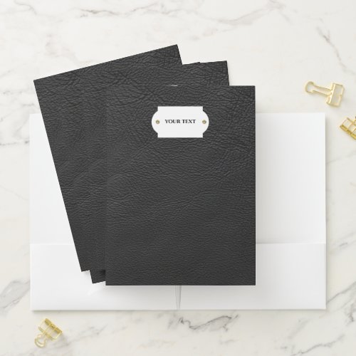 Black leather  pocket folder