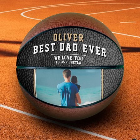 Black Leather Print Best Dad Father`s Day Photo Basketball