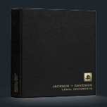 Black Leather Print Binder for Legal Documents<br><div class="desc">Present yourself with confidence and sophistication using this professional black leather binder designed exclusively for attorneys, law firms, and legal professionals. The black leather background conveys a sense of authority and durability. The highlight of the design is the brushed gold logo medallion featuring two overlapping initials, representing your brand with...</div>
