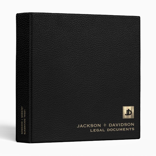 Black Leather Print Binder for Legal Documents (Front/Spine)