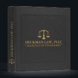 Black Leather Print Gold Justice Scale 3 Ring Binder<br><div class="desc">Simple black leather texture print with golden justice scale illustration.
Customizable text on the front,  back,  and spine.</div>