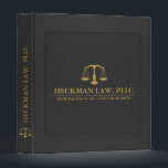 Black Leather Print Gold Justice Scale 3 Ring Binder<br><div class="desc">Simple black leather texture print with golden justice scale illustration.
Customizable text on the front,  back,  and spine.</div>