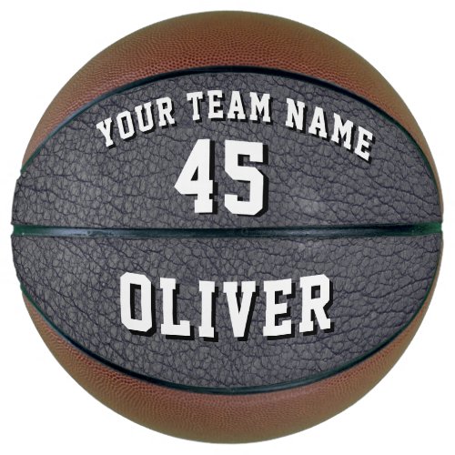 Black Leather Print Player Name Team Number Basketball