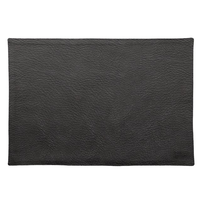 Black Leather Print Texture Pattern Placemat (Front)