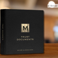 Black Leather Print Trust Document Binder