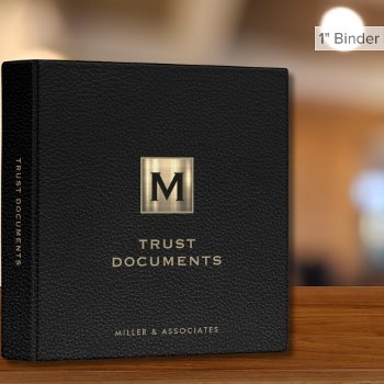 Black Leather Print Trust Document Binder by kisasa_home at Zazzle