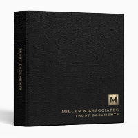Black Leather Print Trust Documents Binder