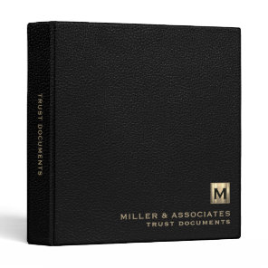 Black Leather Print Trust Documents Binder