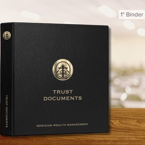 Black Leather Print Trust Documents Binder