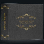 Black Leather Print With Gold Frame 3 Ring Binder<br><div class="desc">Elegant image of black leather with gold tones swirly frame on front spine and back. Very flexible design where you can position frame as you need for you custom information.</div>