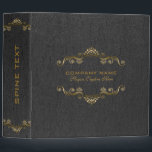 Black Leather Print With Gold Frame 3 Ring Binder<br><div class="desc">Elegant image of black leather with gold tones swirly frame on front spine and back. Very flexible design where you can position frame as you need for you custom information.</div>