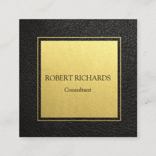 Black leather professional gold foil business card