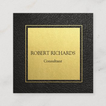 Black Leather Professional Gold Foil Business Card by CardStyle at Zazzle
