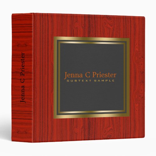 Black Leather Red Wood Touch Of Gold 3 Ring Binder