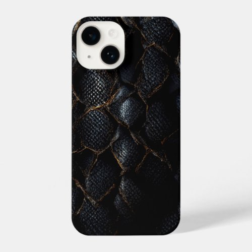 Black leather reptile skin iphone case