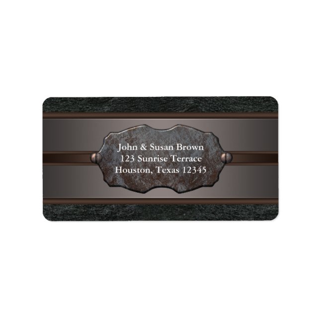 Black Leather Rugged Western Grunge Address Labels (Front)