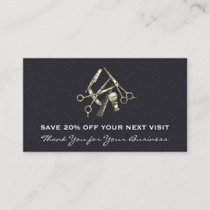 Black Leather   Salon Chair   Discount Loyalty Business Card