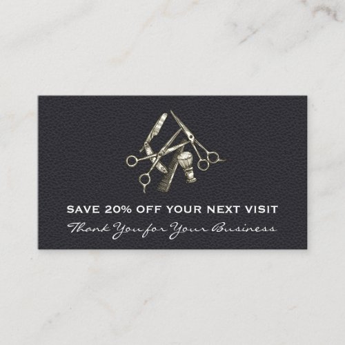 Black Leather  Salon Chair  Discount Loyalty Business Card