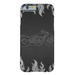 Black Leather Silver Chrome Motorcycle Biker Barely There iPhone 6 Case