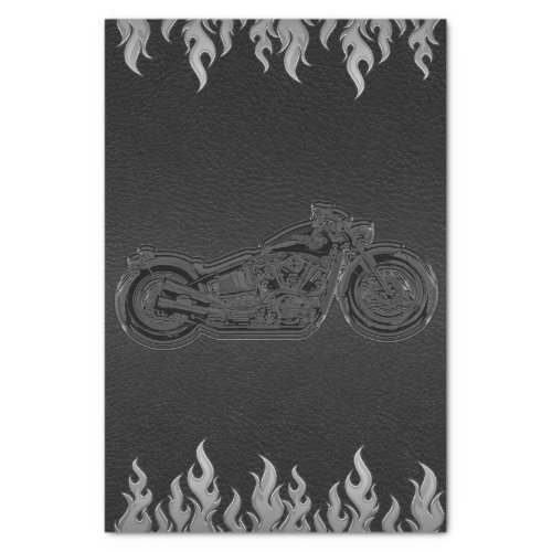 Black Leather Silver Chrome Motorcycle Biker Party Tissue Paper