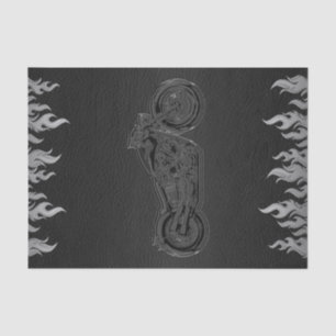 Black Leather Silver Chrome Motorcycle Biker Party Tissue Paper