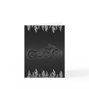 Black Leather Silver Flames Motorcycle Thank You Card