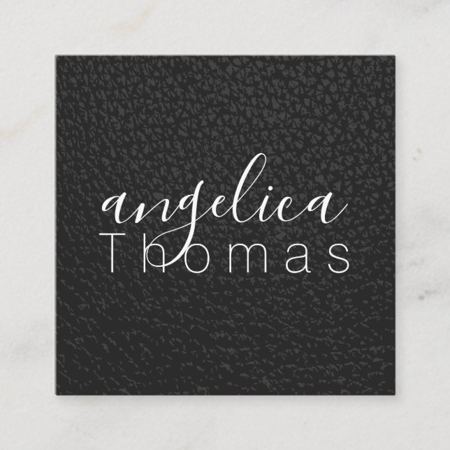 Black Leather Square Business Card (Front)