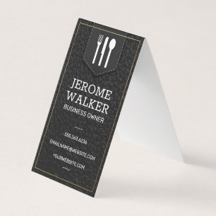 Black Leather Stitched Strap Business Card