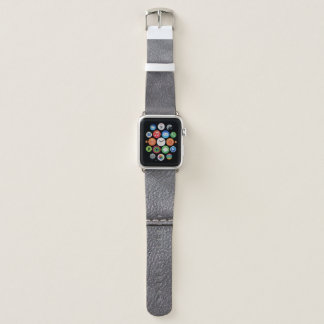 Black leather stitched with white stitching apple watch band