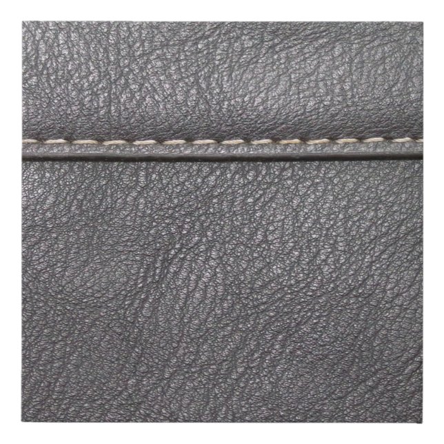 Black leather stitched with white stitching faux canvas print (Front)
