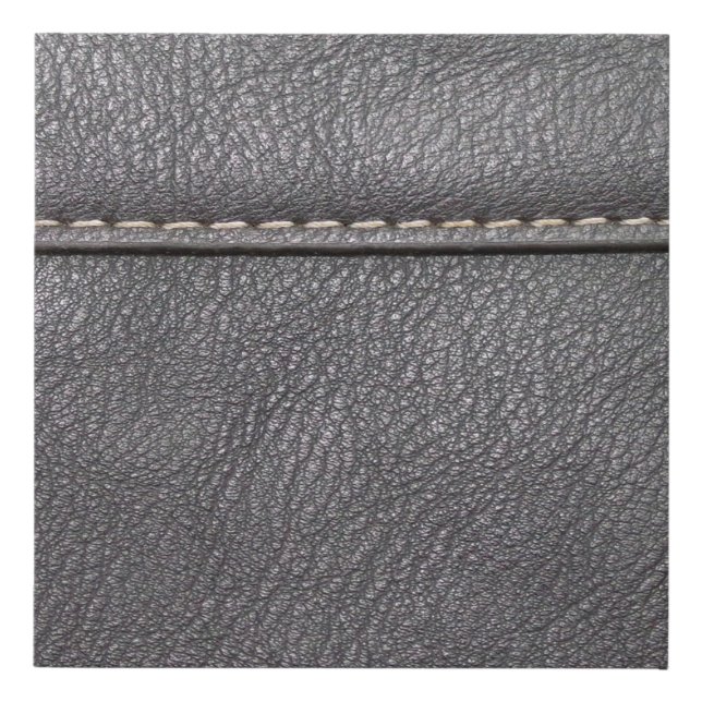 Black leather stitched with white stitching faux canvas print (Front)
