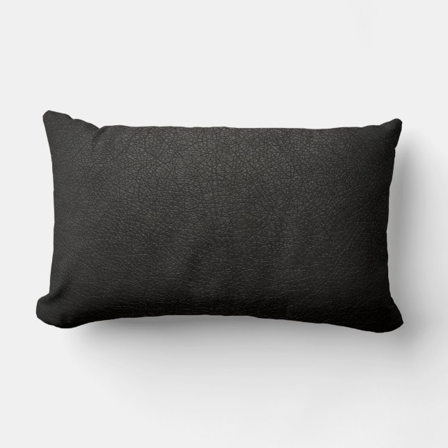 Black Leather Texture Background Lumbar Pillow (Front)