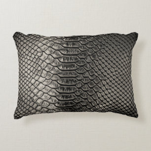 Black leather texture, background use. accent pillow