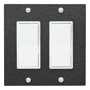 Black Leather Texture Bg Double Rocker Light Switch Cover