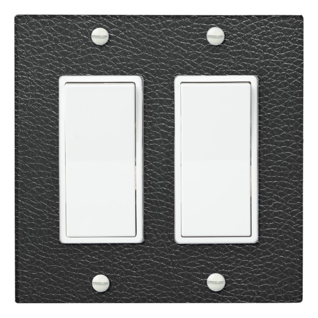 Black Leather Texture Bg Double Rocker Light Switch Cover (In Situ)