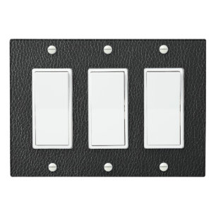 Black Leather Texture Bg Triple Rocker Light Switch Cover