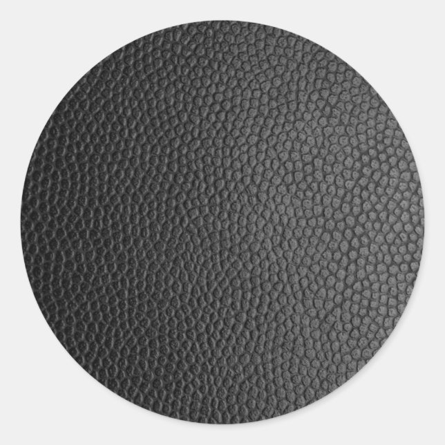 Black Leather Texture Classic Round Sticker (Front)