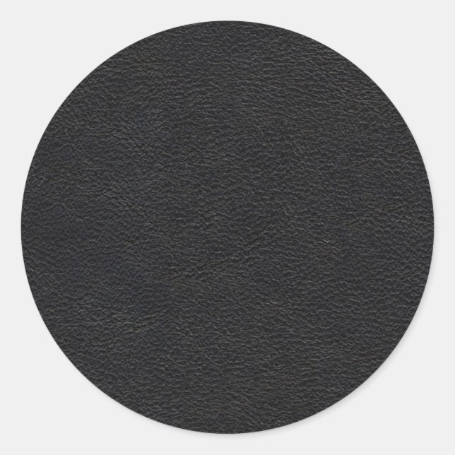 Black Leather Texture Classic Round Sticker (Front)