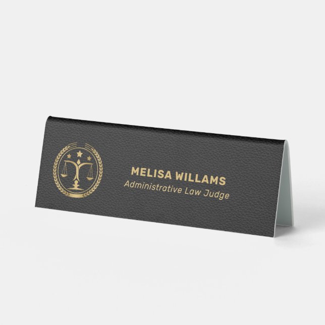 Black leather texture Custom Logo Table Tent (Front)