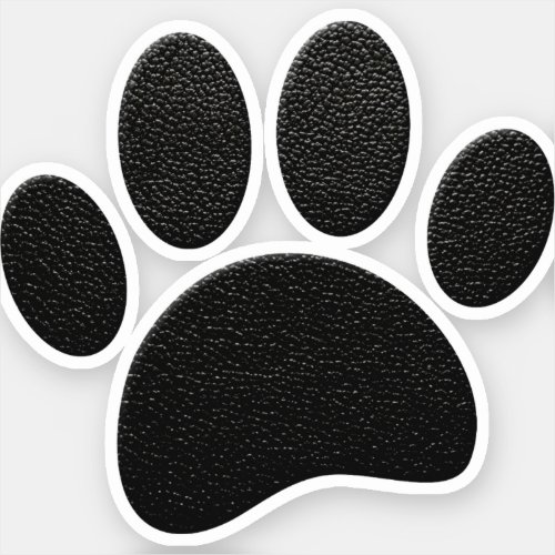 Black Leather Texture Dog Paw Print Sticker