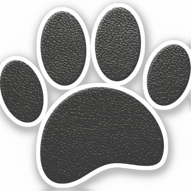 Black Leather Texture Dog Paw Print Sticker (Front)