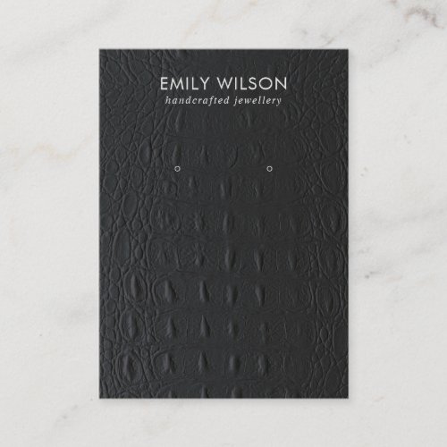 BLACK LEATHER TEXTURE EARRING STUD DISPLAY BUSINESS CARD
