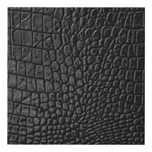 Black leather texture faux canvas print