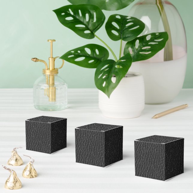 Black Leather Texture Finish Pattern Classic Favor Boxes (Multiple)
