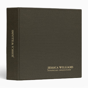 Black leather Texture Gold Typography 3 Ring Binder
