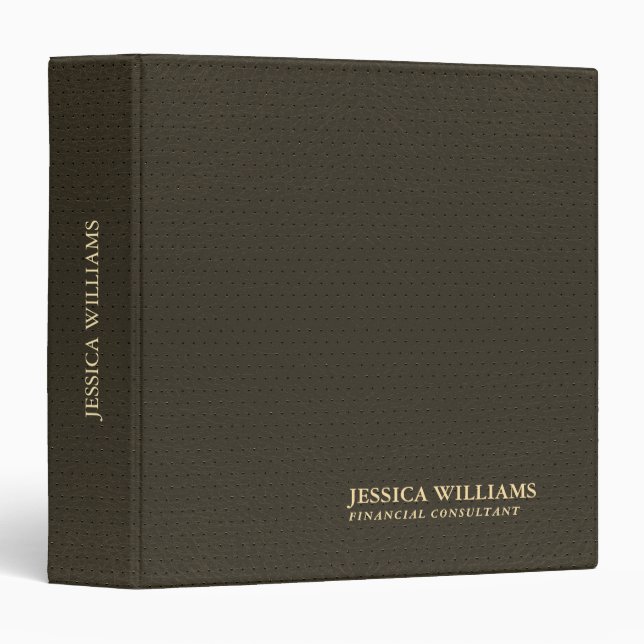Black leather Texture Gold Typography 3 Ring Binder (Front/Spine)