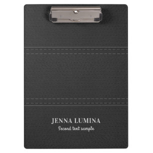 Black Leather Texture Gray Text Clipboard