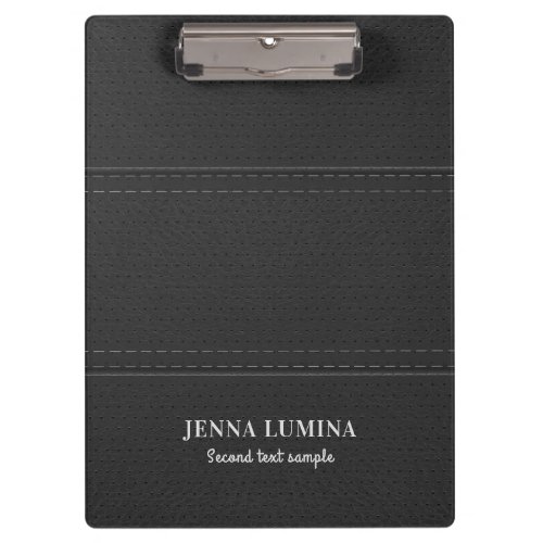 Black Leather Texture Gray Text Clipboard